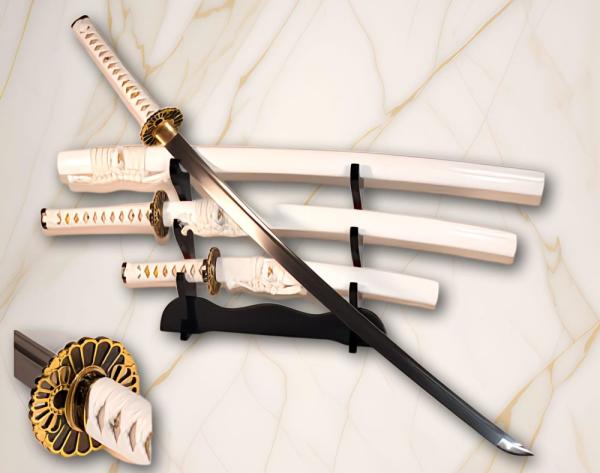 Sujin Schwerter-Set mit 12-mal gefalteter Damast Klinge Feng Lin Handgeschmiedete Samurai Schwerter